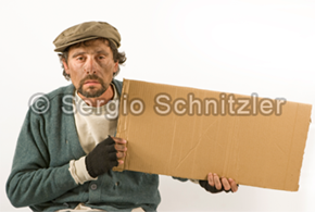 Beggar with Cardboard and Beret by Sergio Schnitzler aka Yio - Multimedia