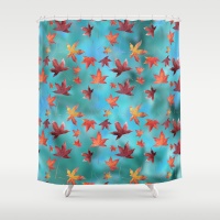Dead Leaves over Cyan Shower Curtains by Sergio Schnitzler aka Yio - Multimedia